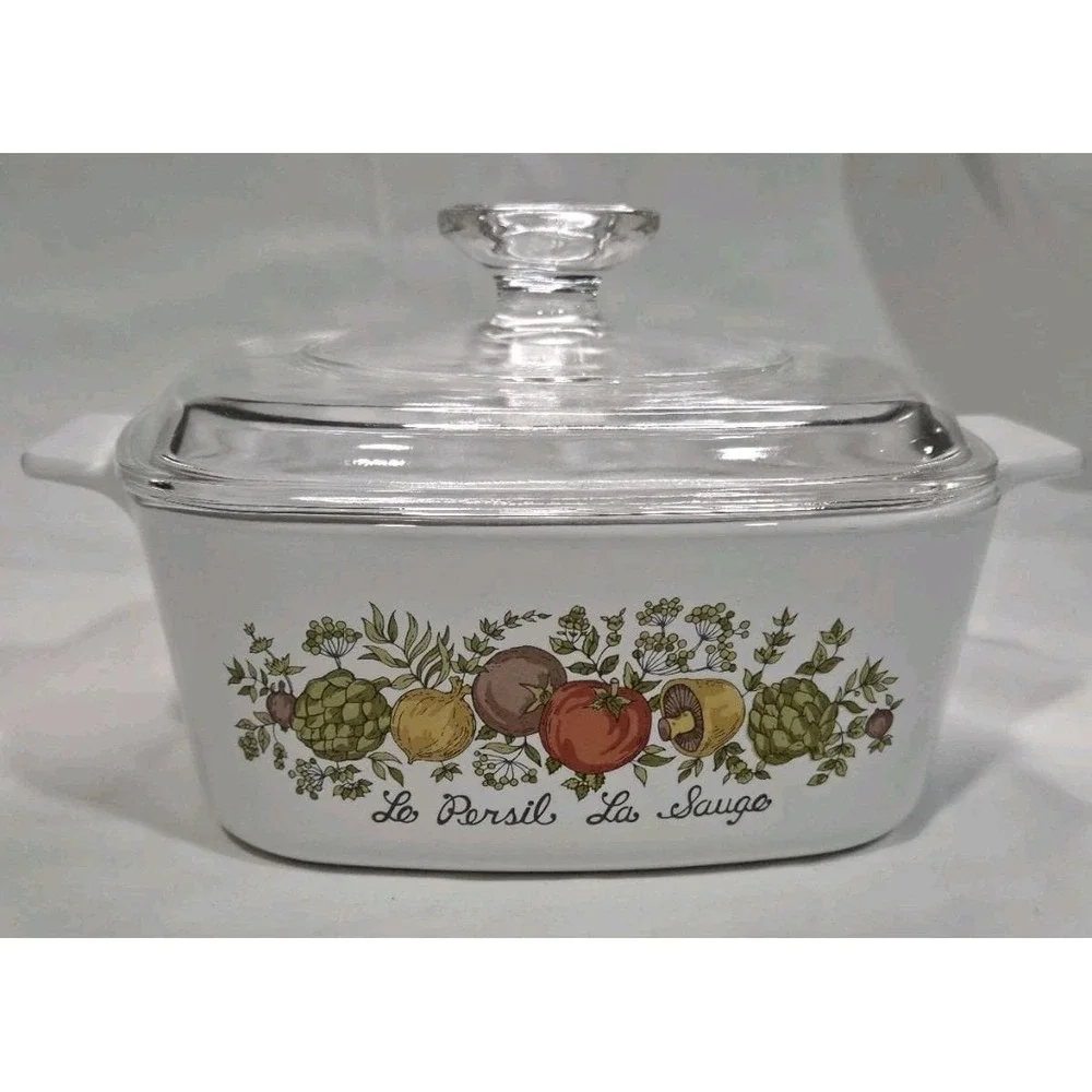 CorningWare Spice O Life Casserole Dish A-7-C White Pyroceramic with Glass Lid